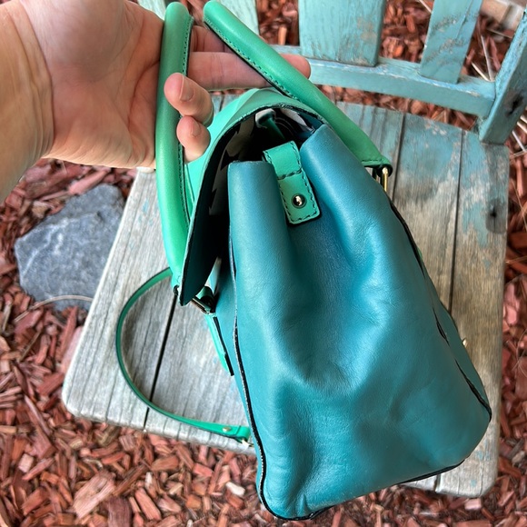 KATE SPADE Colorblock Emerald Satchel Catherine St. Joanie Green Leather 💚 - Picture 12 of 16